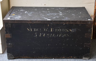 Lot 1120 - A Military Metal-Bound Travelling Trunk,...