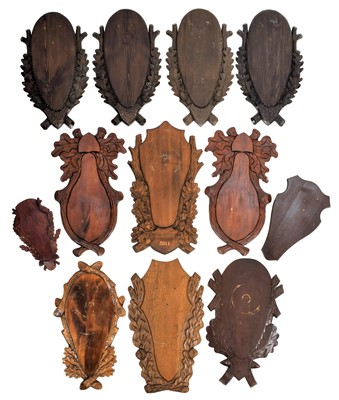 Lot 1238 - Taxidermy Shields: A Collection of Carved...