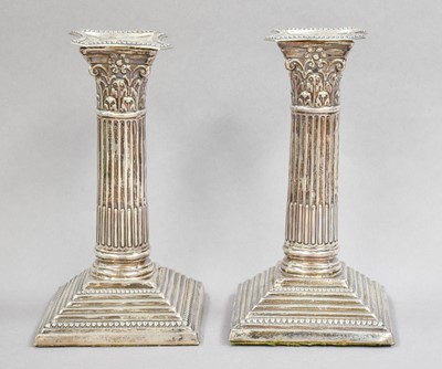 Lot 5 - A Pair of Edward VII Silver Candlesticks, by W....