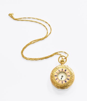 Lot 274 - A Lady's Fob Watch, case stamped 18k, cuvette...