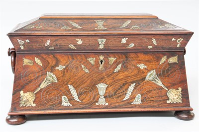 Lot 346 - A Rosewood Mother-of-Pearl Inlaid Tea Caddy,...