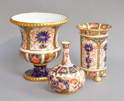 Lot 323 - Three Royal Crown Derby Imari Vases, and a...