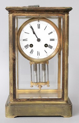 Lot 151 - A Brass Four Glass Striking Mantel Clock,...