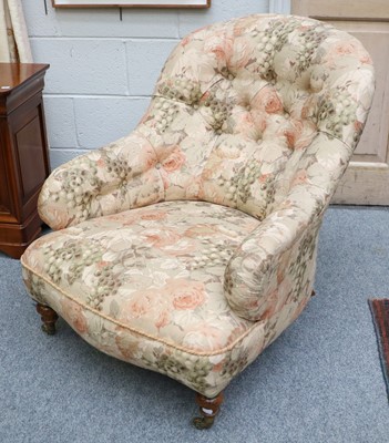 Lot 1145 - An Edwardian Tub Chair, with button upholstery...