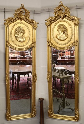 Lot 1178 - A Pair of Neo Rococo Style Gilt Framed Mirrors,...