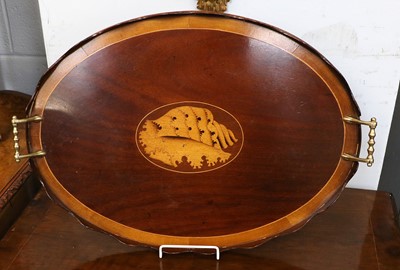 Lot 1213 - An Edwardian Oval Inlaid Mahogany Tray