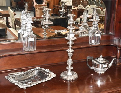 Lot 442 - A Silver Plated Three Branch Candelabra, 54cm...