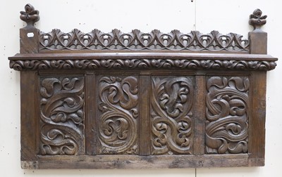 Lot 1149 - A Carved Joined Oak Panel, 17th century, with...