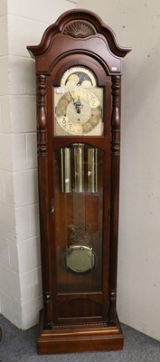 Lot 1149 - A Modern Chiming Longcase Clock, arch dial...