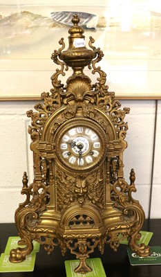 Lot 1128 - A Modern Gilt Metal Striking Mantel Clock, the...