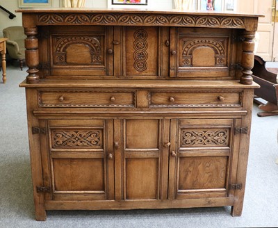 Lot 1153 - An Oak Court Cupboard in 18th Century Style,...