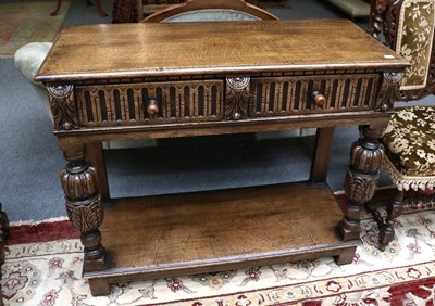 Lot 1160 - An Oak Side Table, in Jacobean Style, with two...