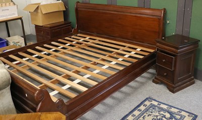 Lot 1118 - A 20th Century Mahogany Sleigh Bed and A Small...