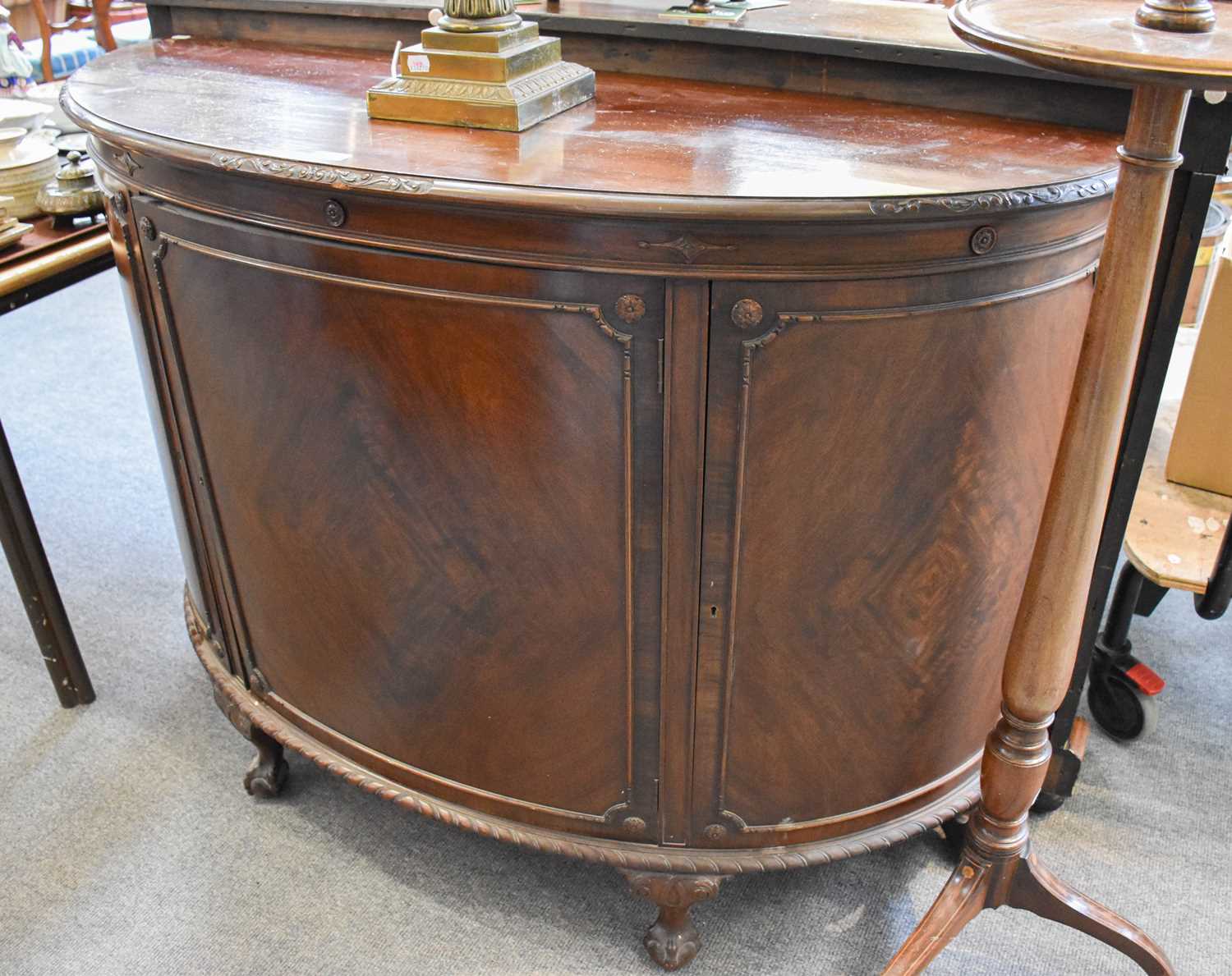 Lot 1194 - A Reproduction Demi-Lune Sideboard, 134cm by...