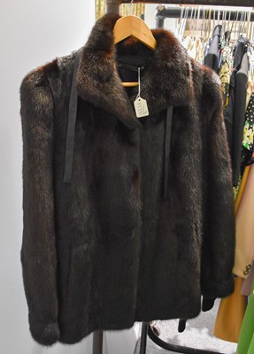 Lot 1340 - Dark Mink Fur Jacket with leather ties to the...