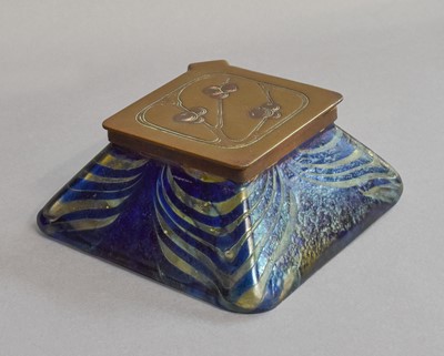 Lot 336 - An Art Nouveau Iridescent Glass Inkwell, with...