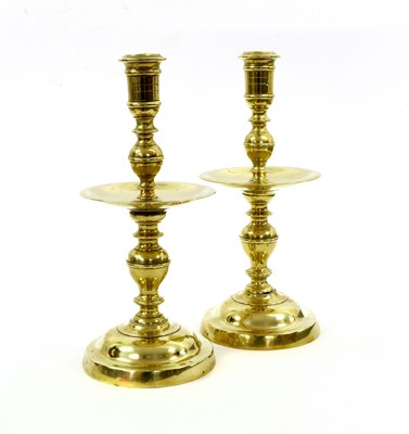 Lot 521 - A Pair of Dutch Brass "Heemskirk" Candlesticks,...