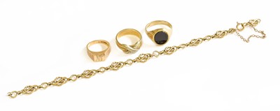 Lot 248 - A 9 Carat Gold Fancy Link Bracelet, length...