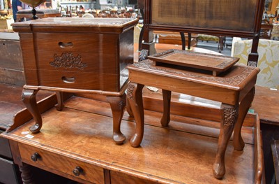 Lot 1244 - 1950s Indian Carved Work Box, coffee table and...