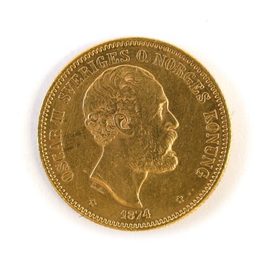 Lot 299 - Sweden, 20 Kroner 1874, (.900 gold, 23mm,...