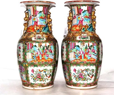 Lot 134 - A Pair of Chinese Export Porcelain Baluster Vases, circa 1880, each with everted shaped rims,...