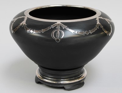 Lot 331 - A Silver Overlay Black Glass Bowl on Stand, 12....