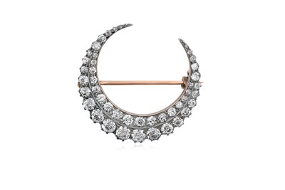 Lot 2250 - A Victorian Diamond Crescent Brooch two rows...