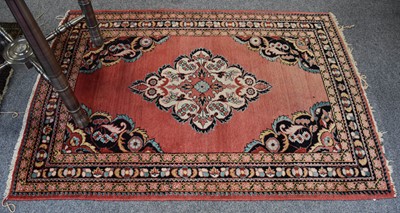 Lot 1031 - A Hamadan Rug, the soft strawberry field...