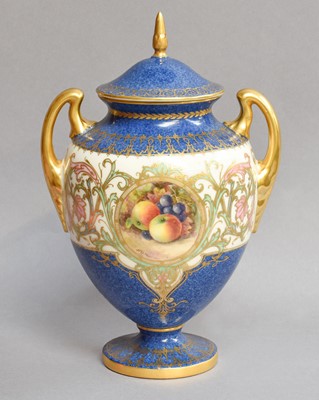 Lot 218 - A Royal Worcester Fruit Painted Vase and Cover,...