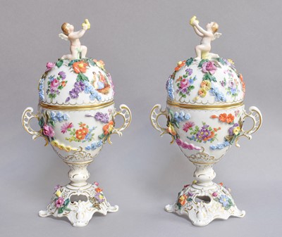 Lot 324 - A Pair of 20th Century Dresden Twin-Handled...