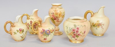 Lot 379 - Six Royal Worcester Blush Ivory Items,...