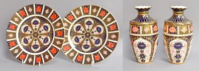 Lot 321 - A Pair of Royal Crown Derby Imari Vases and A...