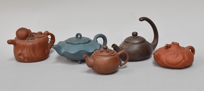 Lot 268 - Five Chinese Yixing Stoneware Teapots, one...