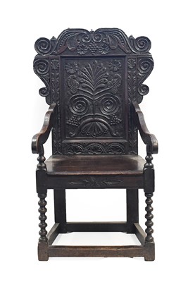 Lot 697 - A 17th Century Joined Oak Wainscot Armchair,...