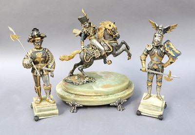 Lot 382 - Three Italian Parcel Gilt Figures of Soldiers,...