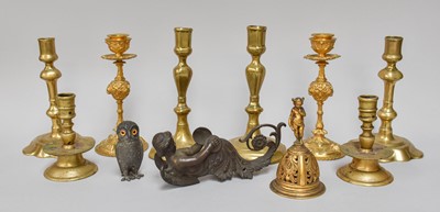 Lot 266 - A Pair of Gilt Bronze Candlesticks, 19th...