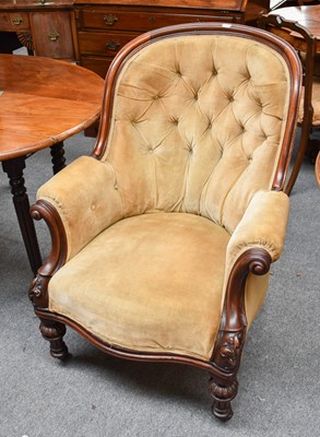 Lot 1274 - A Victorian Mahogany Framed Button Back Armchair