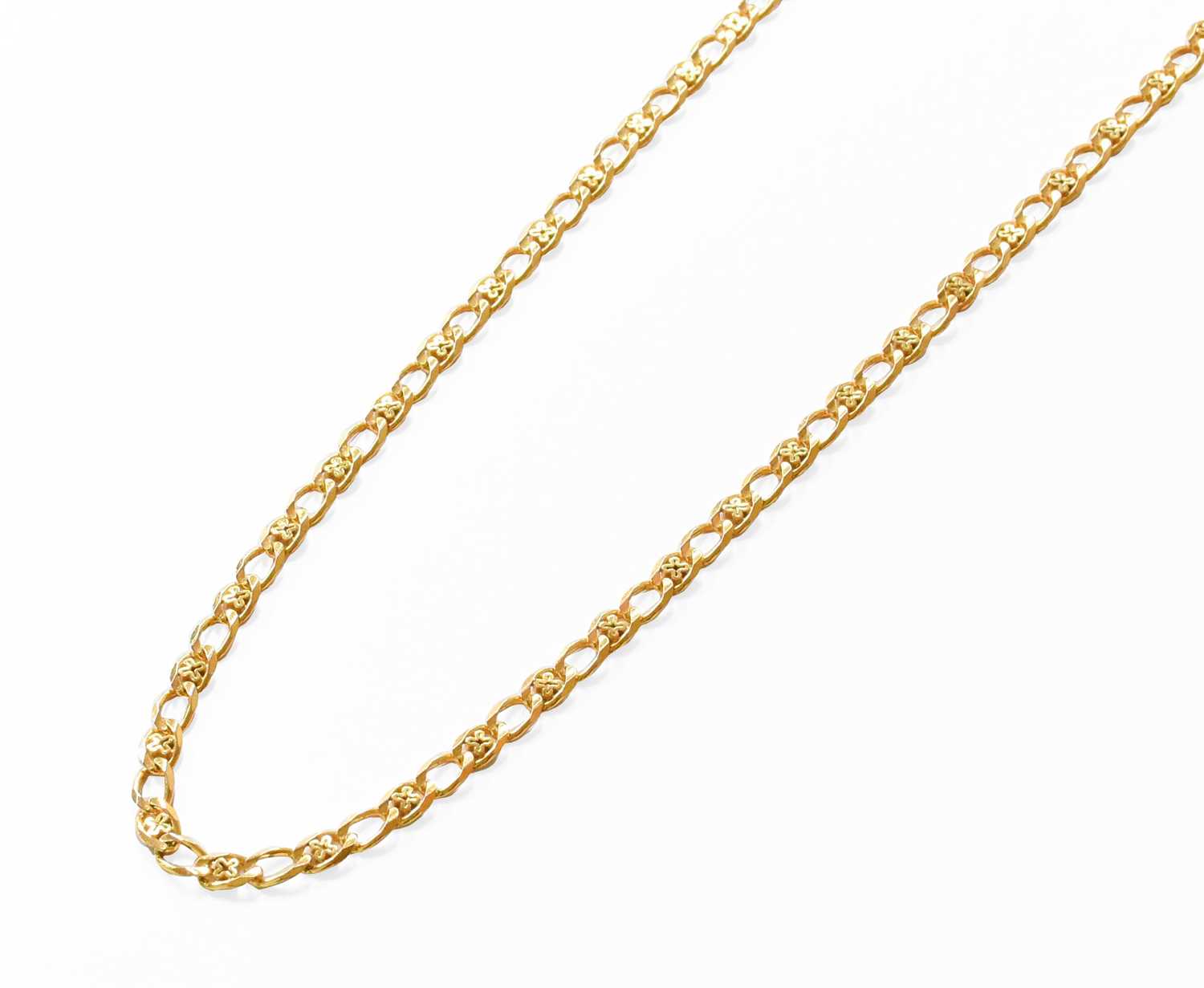 Lot 85 - A 9 Carat Gold Fancy Link Necklace, length 50.7cm