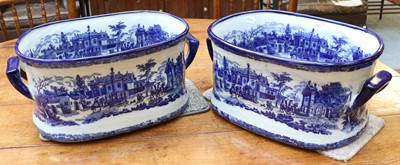 Lot 445 - A Pair of 20th Century Blue and White Footbaths