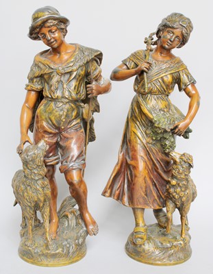 Lot 242 - A Pair of 19th Century Spelter Figures, of a...