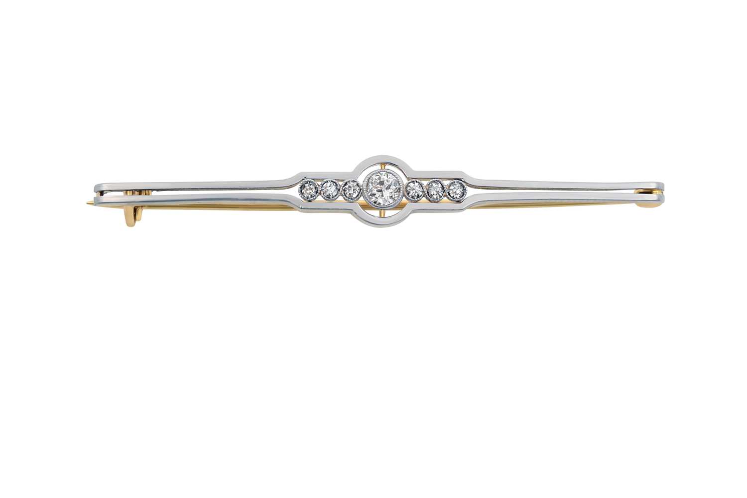 Lot 2093 - An Early 20th Century Diamond Brooch seven old...