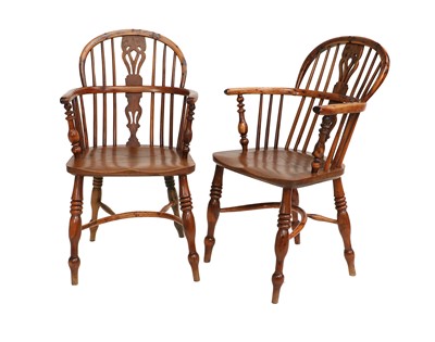 Lot 683 - A Pair of Mid 19th Century Yew and Ash Windsor...