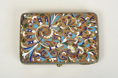 Lot 2257 - A Russian Silver-Gilt and Enamel Cigarette-Case