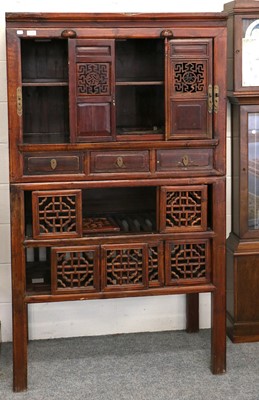 Lot 1124 - A Chinese Lacquered Cabinet, with pierced...