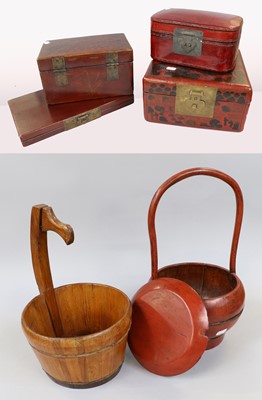 Lot 408 - Four Chinese Lacquered Boxes, 20th century;...