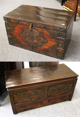 Lot 1125 - An Oriental Polychrome Chest, with metal...