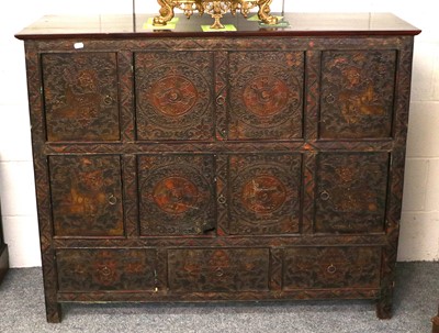 Lot 1127 - A Polychrome Cabinet, with a bank of eight...