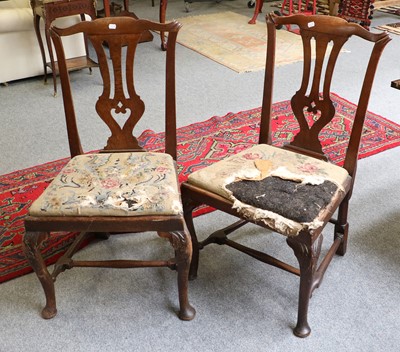 Lot 1168 - A Pair of George I Mahogany Side Chairs, with...