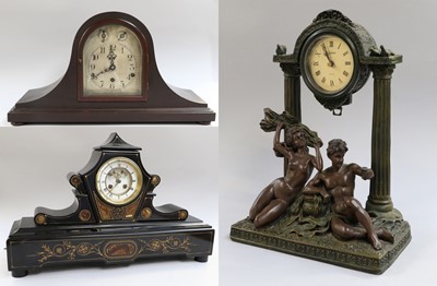 Lot 1221 - A Victorian Black Slate Striking Mantel Clock,...