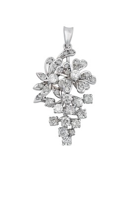 Lot 2025 - A Diamond Pendant the articulated floral spray...